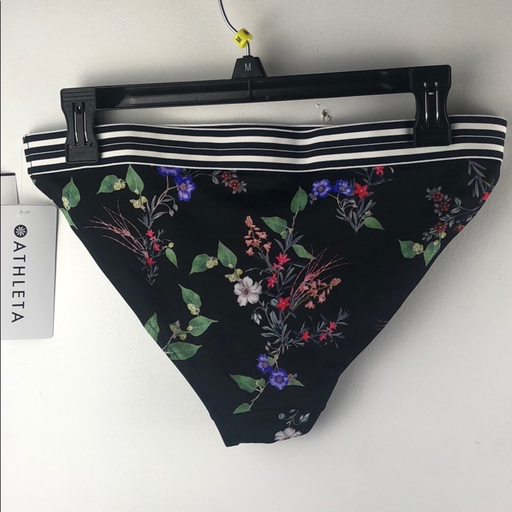 Athleta Black Floral Bikini Bottom with Striped Waistband - Picture 4 of 13